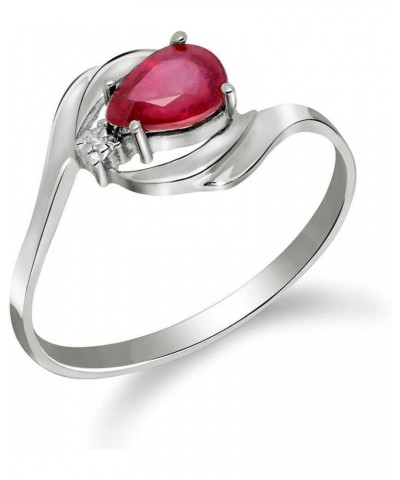 0.61 ct 14k Rose Solid Gold Ring Pear Shape Ruby Round Diamond White Gold $124.74 Rings