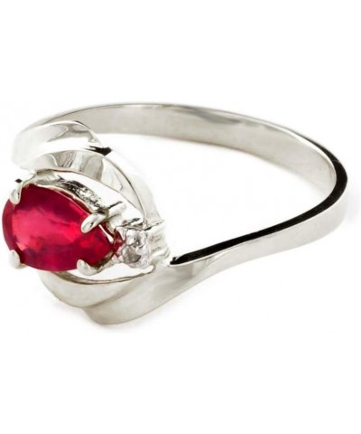 0.61 ct 14k Rose Solid Gold Ring Pear Shape Ruby Round Diamond White Gold $124.74 Rings