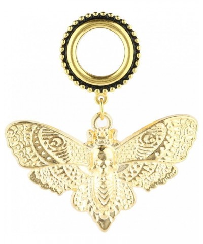 6mm-25mm Deaths Head Moth Dangle Ear Gauge Piercing Tunnels Plugs Statement Earrings Golden 1/2"-12mm $10.14 Body Jewelry