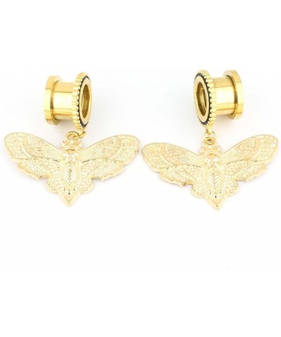 6mm-25mm Deaths Head Moth Dangle Ear Gauge Piercing Tunnels Plugs Statement Earrings Golden 1/2"-12mm $10.14 Body Jewelry