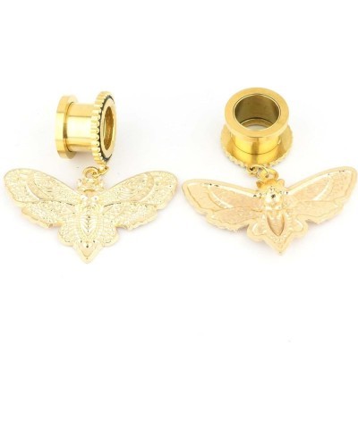 6mm-25mm Deaths Head Moth Dangle Ear Gauge Piercing Tunnels Plugs Statement Earrings Golden 1/2"-12mm $10.14 Body Jewelry