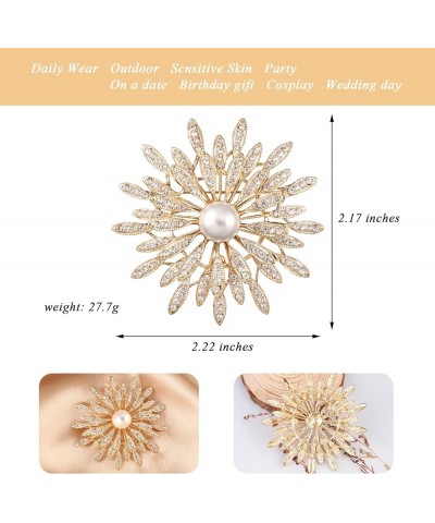 Flower Brooch Pins for Women Gold Brooch Rhinestone Brooch Broach Large Flower Brooch Pins for Women Large Brooch for Women W...