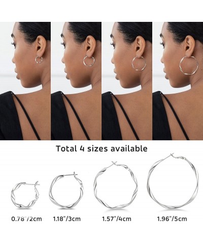 Big Hoop Earrings for Women 14K Gold Plated 925 Sterling Silver Post Hypoallergenic Large Hoops Silver-40mm $10.06 Earrings