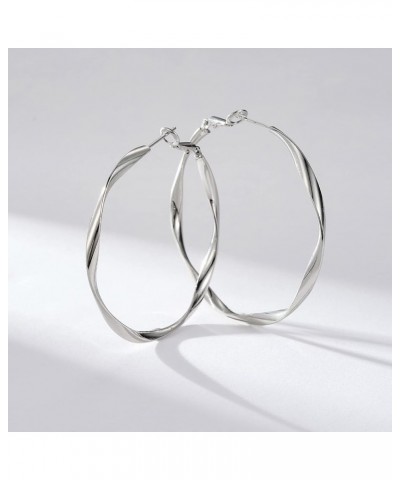 Big Hoop Earrings for Women 14K Gold Plated 925 Sterling Silver Post Hypoallergenic Large Hoops Silver-40mm $10.06 Earrings