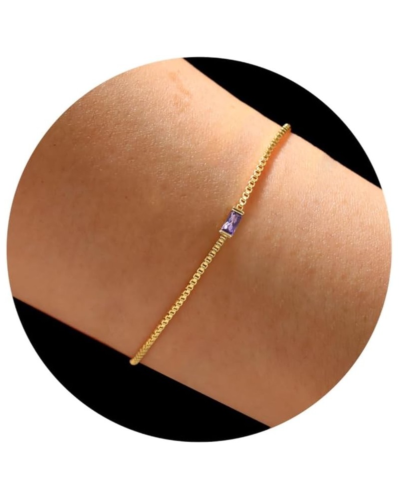 Birthstone Bracelets for Women Girls Gold Dainty Link Bracelet Birthday Gifts Birthstone Jewelry Mother's Day Gifts for Her M...