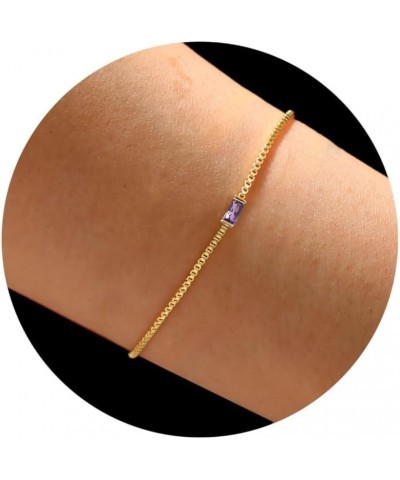 Birthstone Bracelets for Women Girls Gold Dainty Link Bracelet Birthday Gifts Birthstone Jewelry Mother's Day Gifts for Her M...