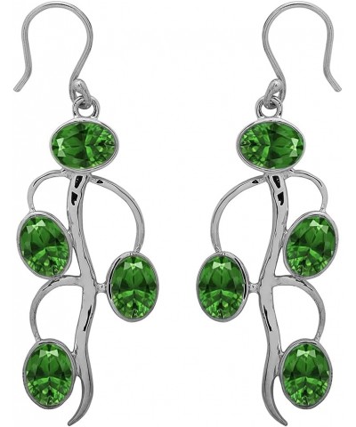 Multi Choice 1.00 Ctw Oval Shape Gemstone 925 Sterling Tree Design Earring green cz $23.75 Earrings