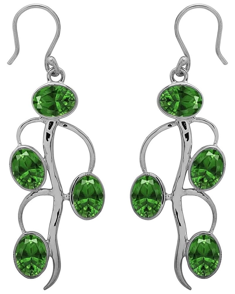 Multi Choice 1.00 Ctw Oval Shape Gemstone 925 Sterling Tree Design Earring green cz $23.75 Earrings