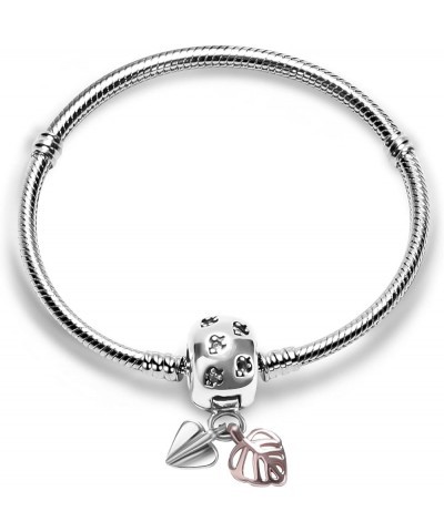 Charm Bracelet Fit For Charm Beads, 925 Sterling Silver Cubic Zirconia Heart Clasp Snake Chain Bracelet Fit Any Charm Gift fo...