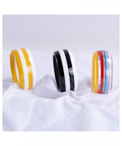 Resin Bangle Cuff Bracelet for Women - Stripe Geometric Resin Bangle - Idea Gift for Friends, Sisters, Classmates Stripe Yell...