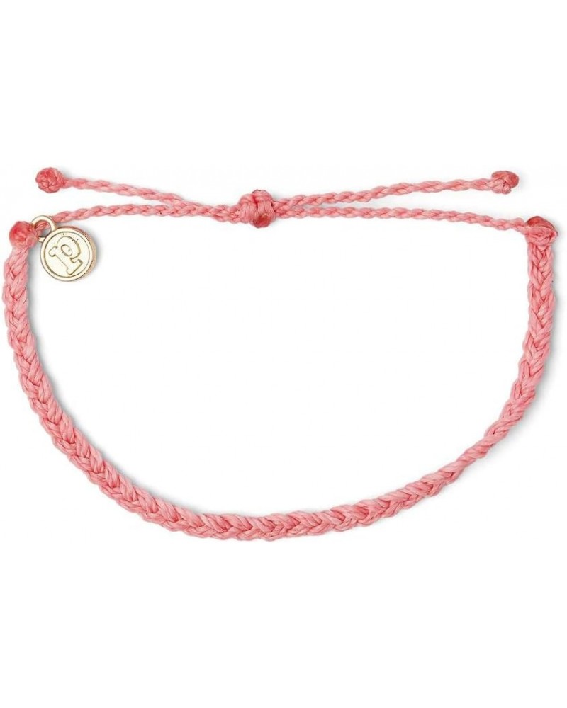 Mini Braided Bracelet - Plated Charm, Adjustable Band Mini Braided Petaal Pink $11.75 Bracelets