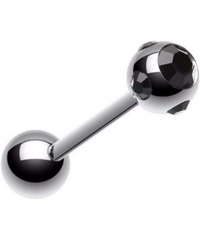 Aurora Gem Ball Steel Barbell Tongue Ring Black $9.68 Body Jewelry