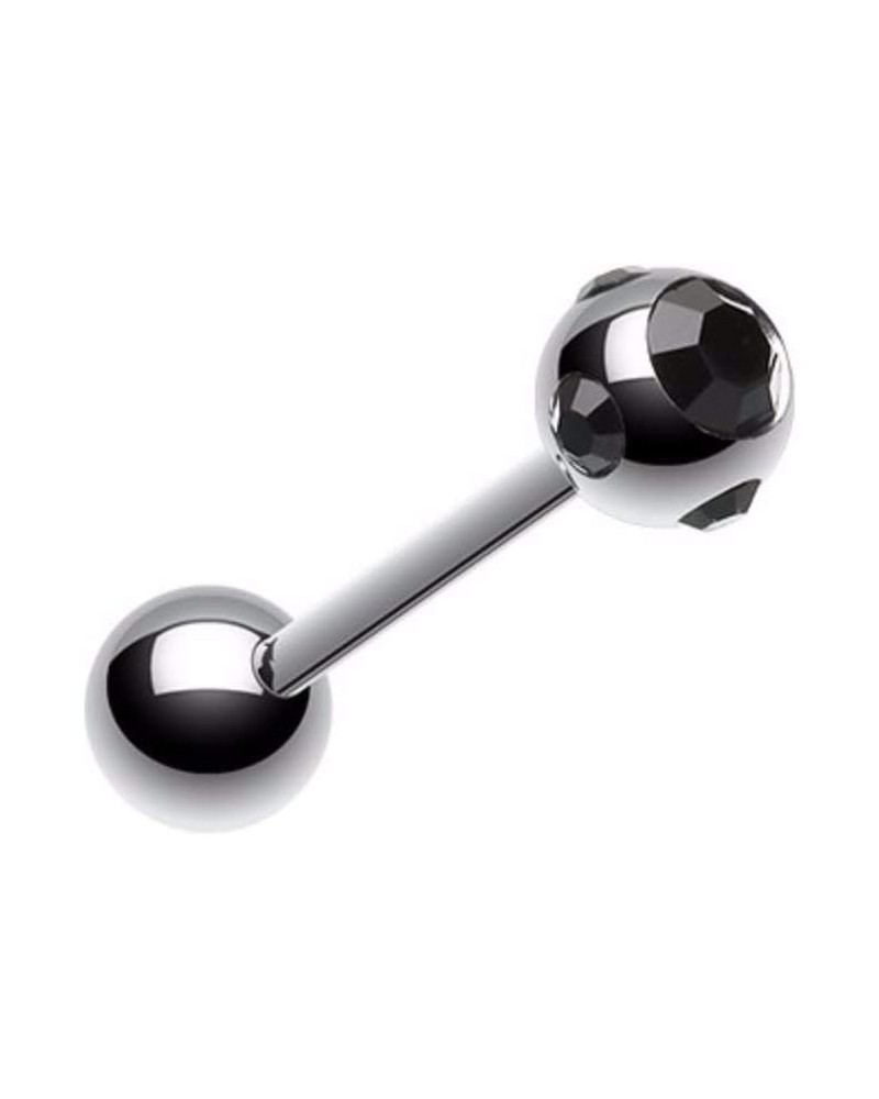 Aurora Gem Ball Steel Barbell Tongue Ring Black $9.68 Body Jewelry