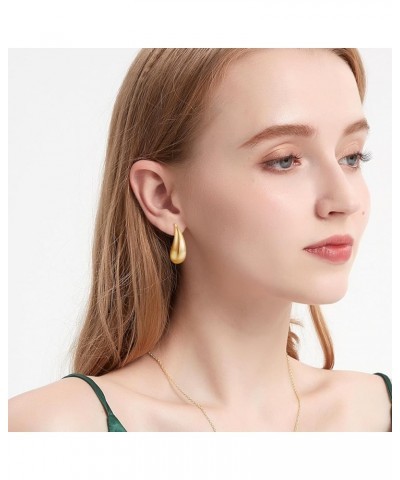 Chunky Gold Waterdrop Hoop Earrings for Women and Girls, Lightweight Teardrop Hollow Hoop Earrings Gold Chunky Earrings $5.48...