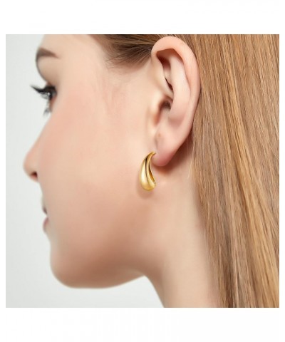 Chunky Gold Waterdrop Hoop Earrings for Women and Girls, Lightweight Teardrop Hollow Hoop Earrings Gold Chunky Earrings $5.48...