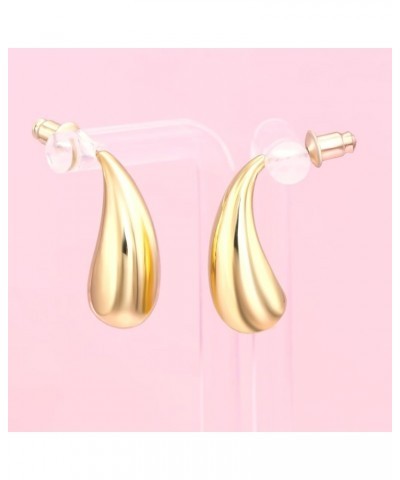 Chunky Gold Waterdrop Hoop Earrings for Women and Girls, Lightweight Teardrop Hollow Hoop Earrings Gold Chunky Earrings $5.48...