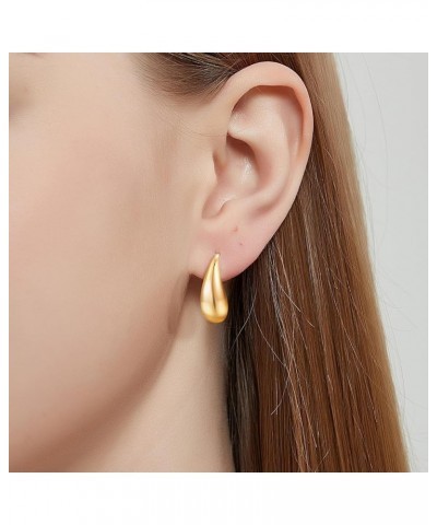 Chunky Gold Waterdrop Hoop Earrings for Women and Girls, Lightweight Teardrop Hollow Hoop Earrings Gold Chunky Earrings $5.48...