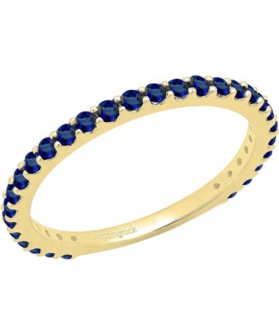 Round Lab Created Blue Sapphire Eternity Style Wedding Band for Women in 10K Gold 7.5 Yellow Gold $83.94 Rings