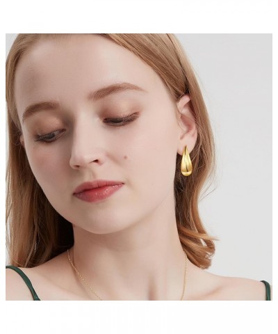 Chunky Gold Waterdrop Hoop Earrings for Women and Girls, Lightweight Teardrop Hollow Hoop Earrings Gold Chunky Earrings $5.48...