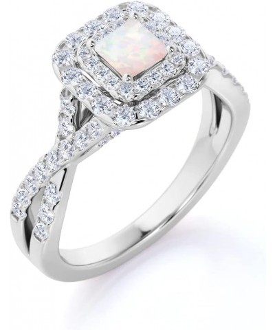 Opal Rings for Women Opal and Moissanite Engagement Rings for Women 10K 14K 18K White/Yellow/Rose Gold Opal Engagement Weddin...