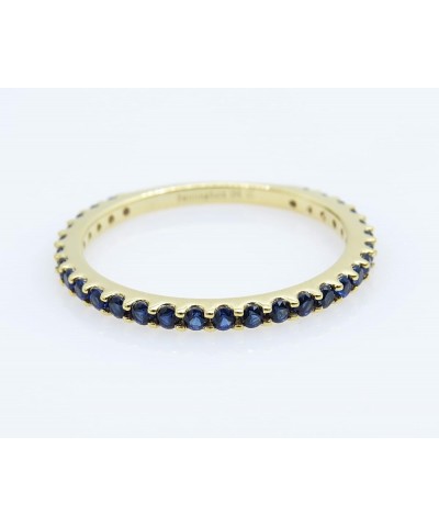 Round Lab Created Blue Sapphire Eternity Style Wedding Band for Women in 10K Gold 7.5 Yellow Gold $83.94 Rings