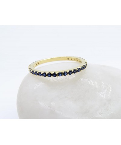 Round Lab Created Blue Sapphire Eternity Style Wedding Band for Women in 10K Gold 7.5 Yellow Gold $83.94 Rings