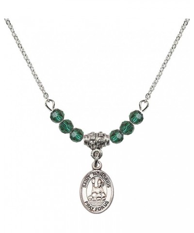 May Birth Month Bead Necklace with Catholic Patron Saint Petite Charm, 18 Inch Saint Honorius of Amiens $32.51 Necklaces