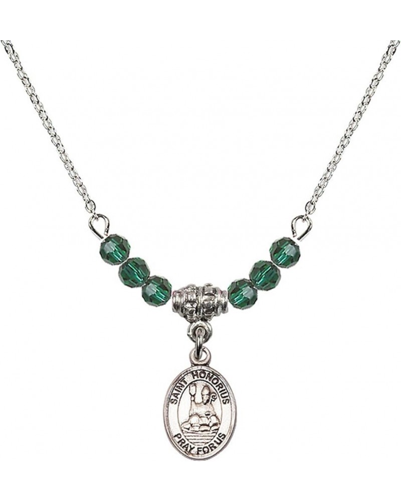 May Birth Month Bead Necklace with Catholic Patron Saint Petite Charm, 18 Inch Saint Honorius of Amiens $32.51 Necklaces