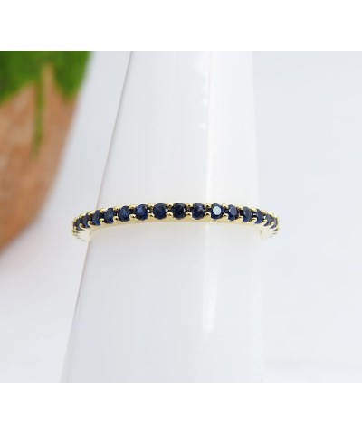 Round Lab Created Blue Sapphire Eternity Style Wedding Band for Women in 10K Gold 7.5 Yellow Gold $83.94 Rings