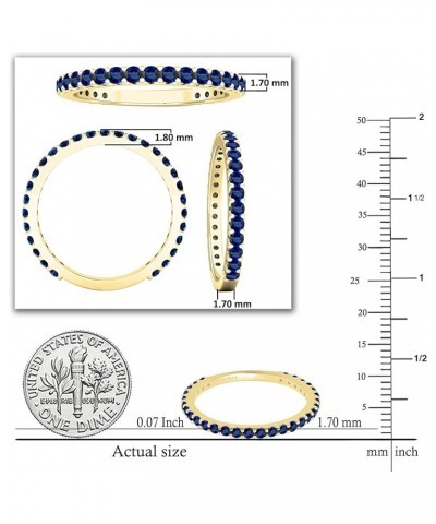 Round Lab Created Blue Sapphire Eternity Style Wedding Band for Women in 10K Gold 7.5 Yellow Gold $83.94 Rings