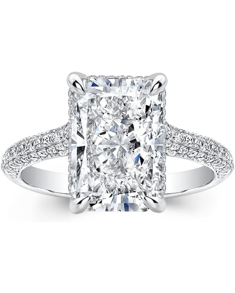 Radiant Cut Promise Ring for Women, Engagement Rings for her, 18K White Gold Plated Silver Ring 7.5 7.0ct(Solitaire) $40.70 R...