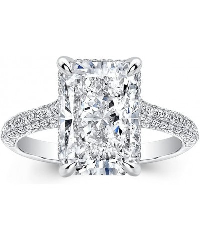 Radiant Cut Promise Ring for Women, Engagement Rings for her, 18K White Gold Plated Silver Ring 7.5 7.0ct(Solitaire) $40.70 R...