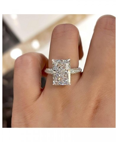 Radiant Cut Promise Ring for Women, Engagement Rings for her, 18K White Gold Plated Silver Ring 7.5 7.0ct(Solitaire) $40.70 R...