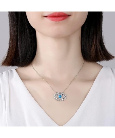 14K Gold Opal Evil Eye Pendant Necklace for Women,Elegant Crystal Blue Devil's Eye Charm Choker Necklace,Fashion Christmas Je...