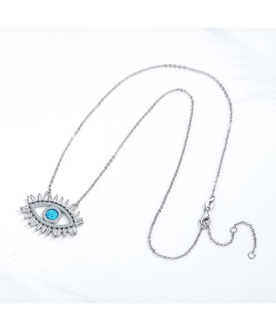 14K Gold Opal Evil Eye Pendant Necklace for Women,Elegant Crystal Blue Devil's Eye Charm Choker Necklace,Fashion Christmas Je...