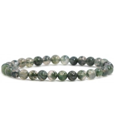 Gem Semi Precious Gemstone 6mm Round Beads Stretch Bracelet 6.5 Inch Moss Agate $10.00 Bracelets