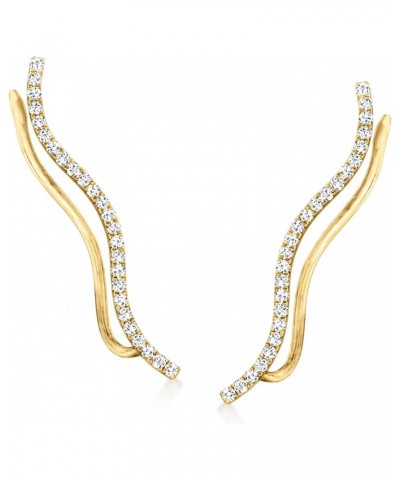 by Ross-Simons 0.33 ct. t.w. Diamond Wavy Ear Climbers in 14kt Yellow Gold $120.00 Earrings