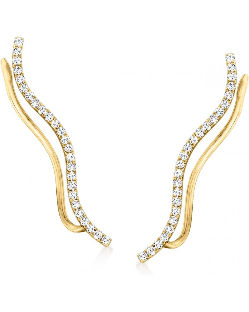 by Ross-Simons 0.33 ct. t.w. Diamond Wavy Ear Climbers in 14kt Yellow Gold $120.00 Earrings