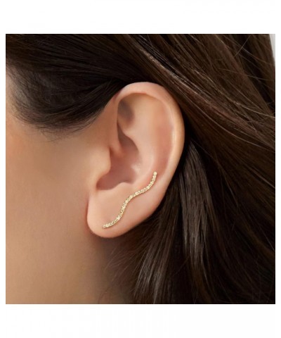 by Ross-Simons 0.33 ct. t.w. Diamond Wavy Ear Climbers in 14kt Yellow Gold $120.00 Earrings