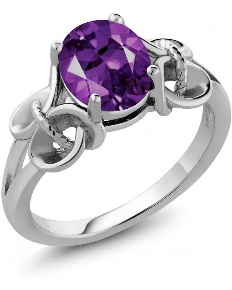 925 Sterling Silver Purple Amethyst Ring For Women (1.50 Cttw, Oval 9X7MM, Gemstone Birthstone, Available In Size 5, 6, 7, 8,...