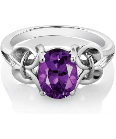 925 Sterling Silver Purple Amethyst Ring For Women (1.50 Cttw, Oval 9X7MM, Gemstone Birthstone, Available In Size 5, 6, 7, 8,...