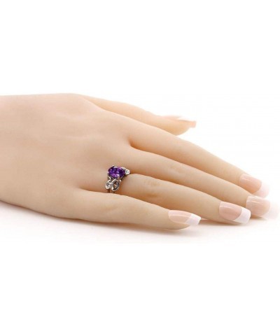 925 Sterling Silver Purple Amethyst Ring For Women (1.50 Cttw, Oval 9X7MM, Gemstone Birthstone, Available In Size 5, 6, 7, 8,...