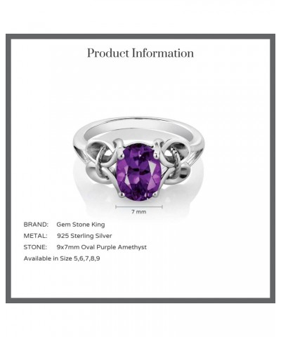 925 Sterling Silver Purple Amethyst Ring For Women (1.50 Cttw, Oval 9X7MM, Gemstone Birthstone, Available In Size 5, 6, 7, 8,...