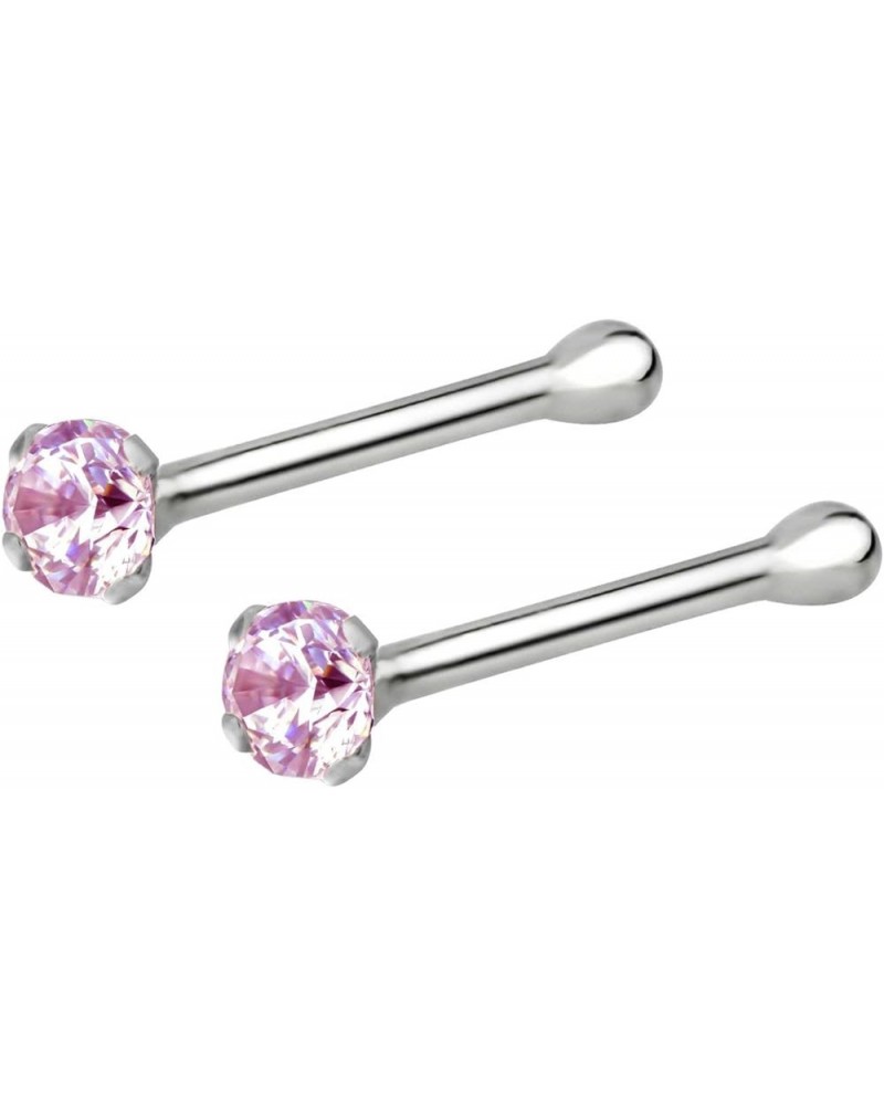 Nose Rings Sterling Silver Micro Nose Studs CZ Simulated Diamond Bone Stud for Women Men 1.5 mm Crystal 22G Rose Pair $11.20 ...