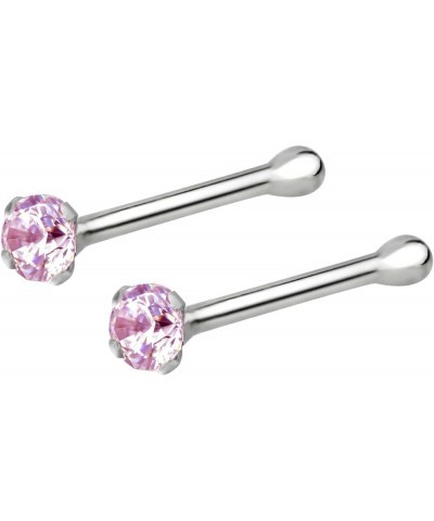 Nose Rings Sterling Silver Micro Nose Studs CZ Simulated Diamond Bone Stud for Women Men 1.5 mm Crystal 22G Rose Pair $11.20 ...