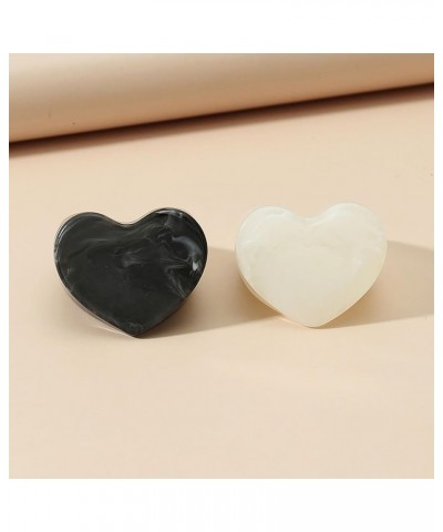 2/6 Pcs Statement Resin Rings for Women Colorful Chunky Rings Stackable Rings Set Black Heart Rings for Girls Heart $7.41 Rings