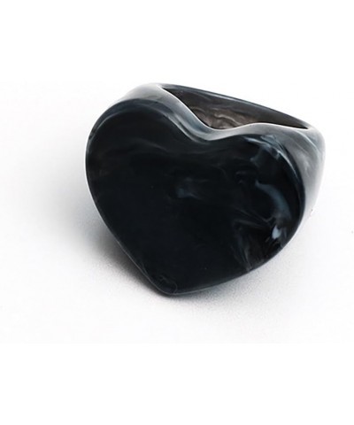 2/6 Pcs Statement Resin Rings for Women Colorful Chunky Rings Stackable Rings Set Black Heart Rings for Girls Heart $7.41 Rings