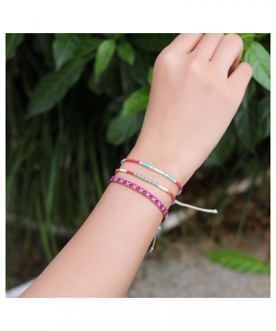 Miyuki Beaded Friendship Bracelets Thin Rope Bracelets Women Handmade Wrap Bracelets Jewelry Red $9.87 Bracelets