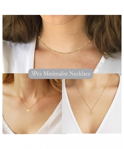 Dainty Layered Initial Choker Necklaces Handmade 14K Gold Plated Tiny Heart Personalized Letter Disc Pendant Adjustable Chain...