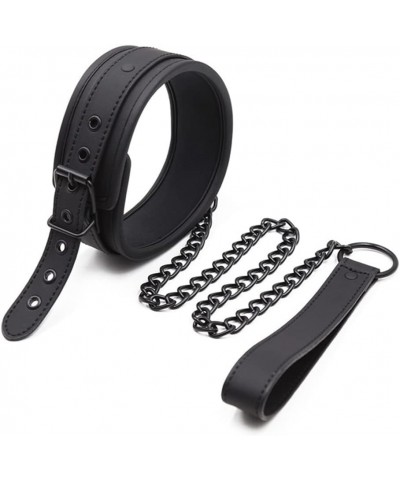 Leather Neck Choker Halloween Collars With Chain Leash Bar Stage Performance Adjustable Chokers Set $12.10 Necklaces